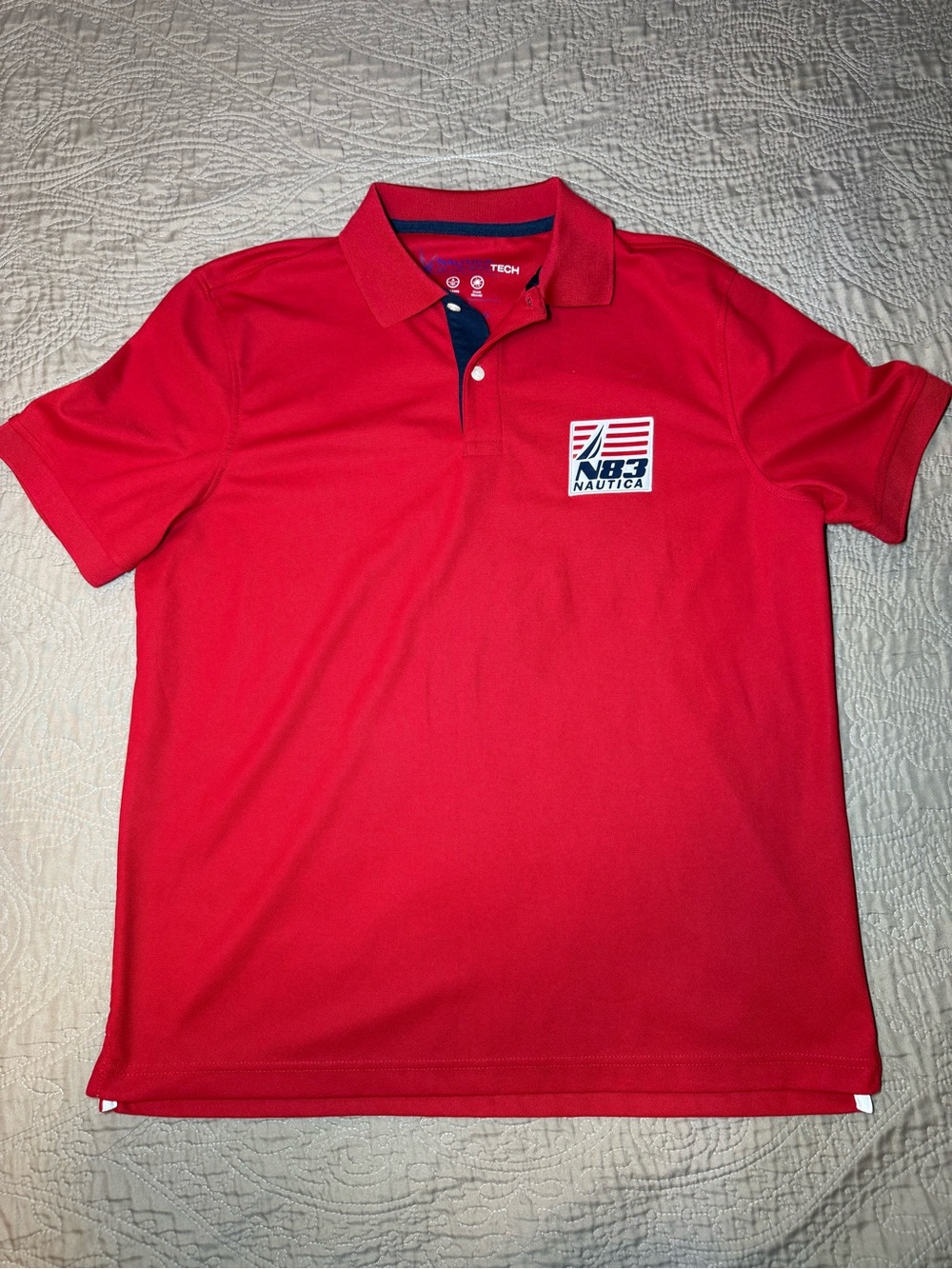 Nautica Bright Red Men's Polo with Chest Crest